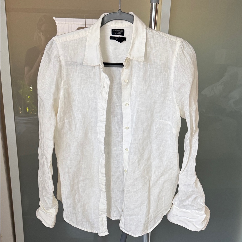 Baird McNutt for J.Crew White Irish Linen Button-Down Shirt | Size 4